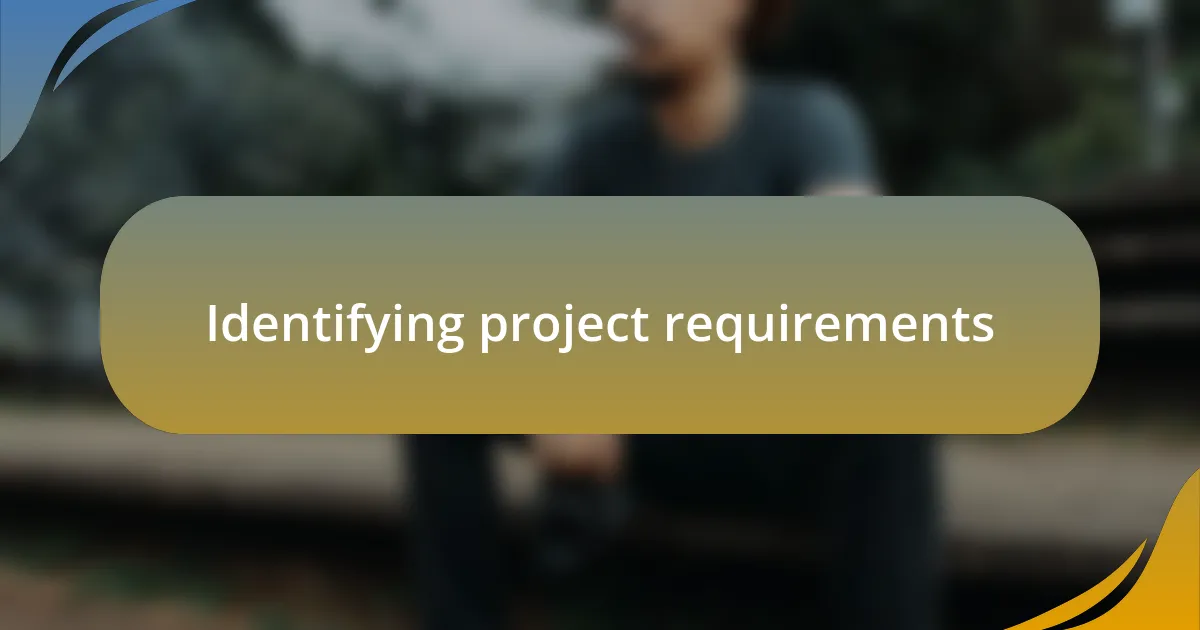 Identifying project requirements
