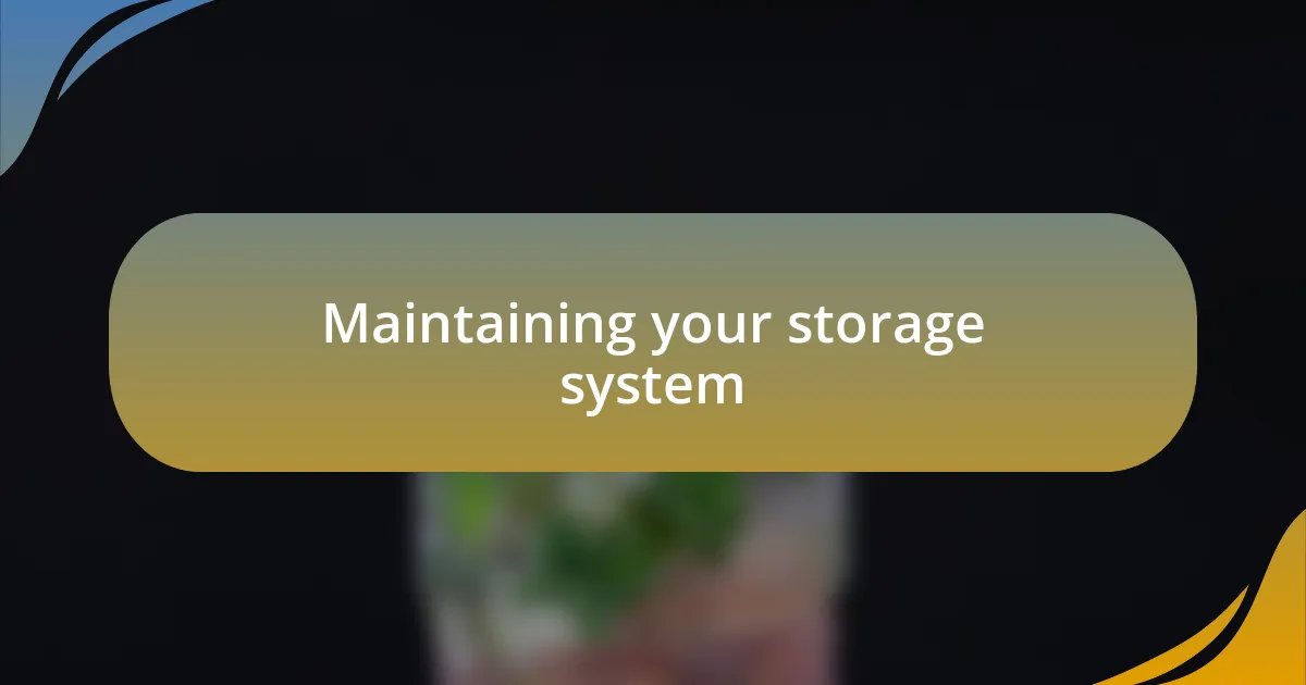 Maintaining your storage system